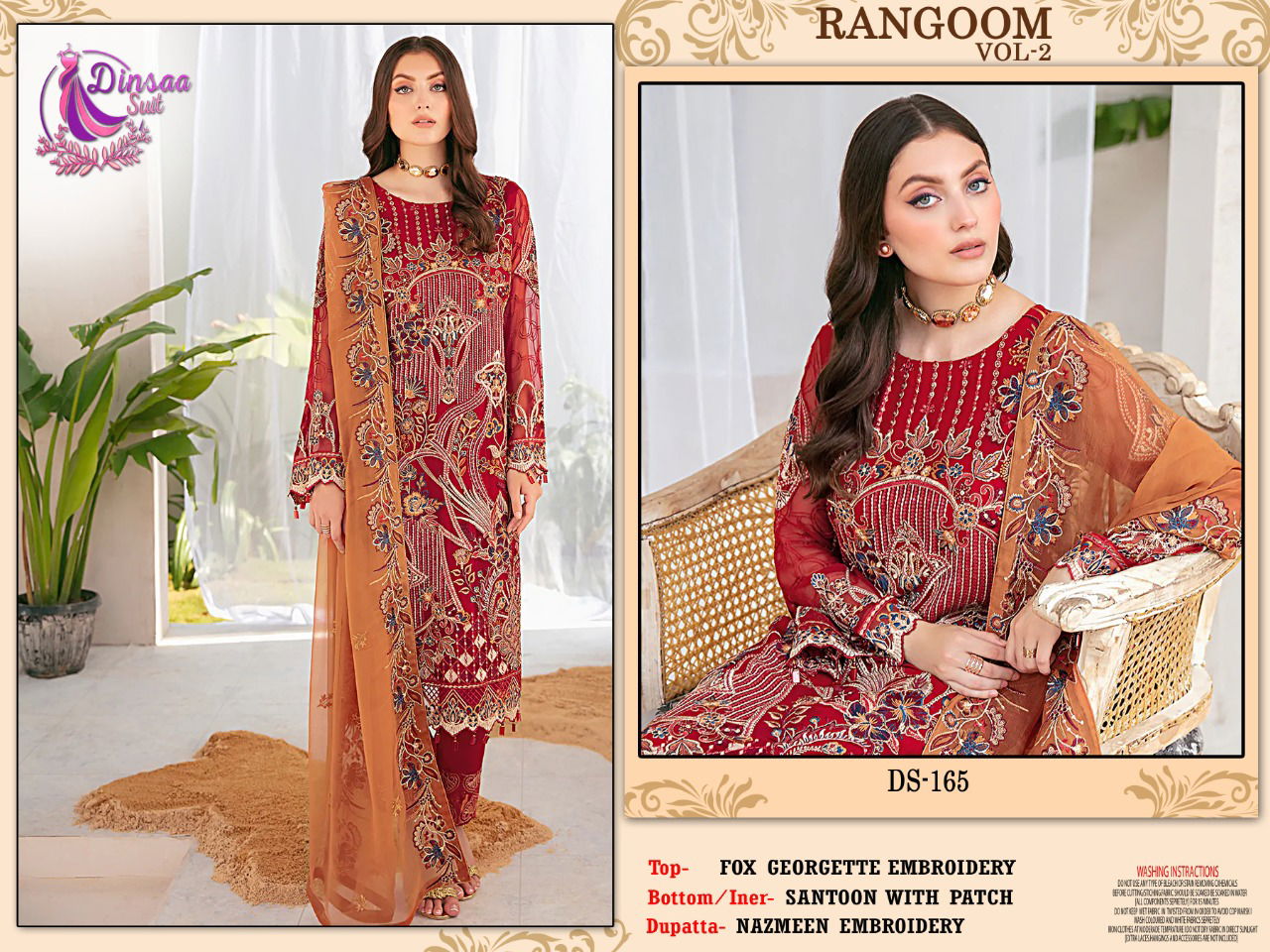 Dinsaa Rangoon 2 Heavy Embroidery Festive Wear Wholesale Pakistani Suits